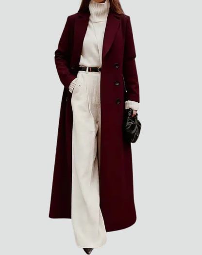 Women's Long Double Breasted Wool Coat