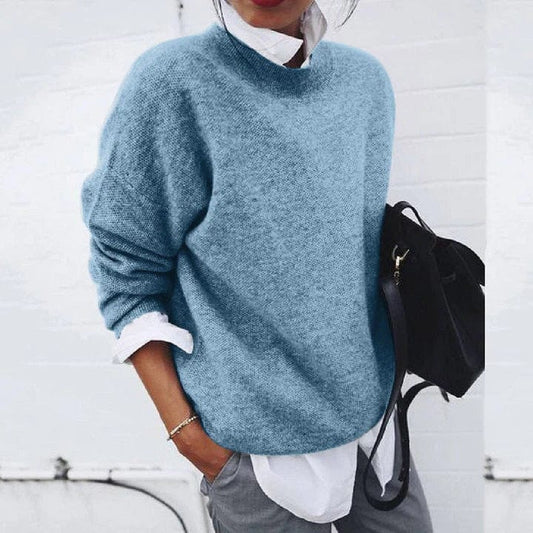 Comfortable Knit Sweater for Women with Mock Neck Long Sleeve Oversized Relaxed Style