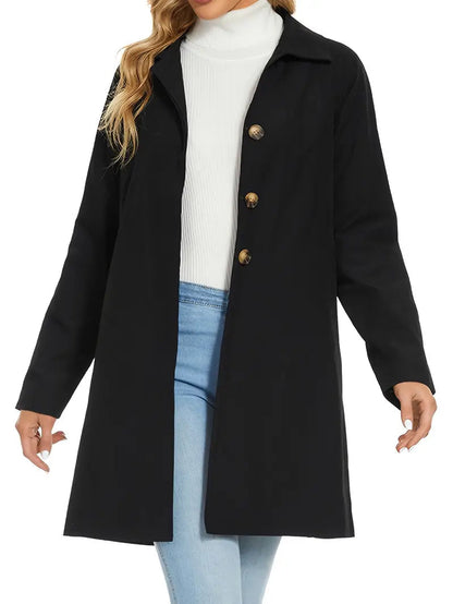 Women's Single Breasted Collared Trench Coat