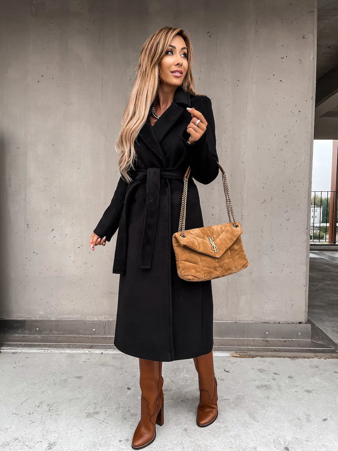 Women's Belted Wrap Wool Coat
