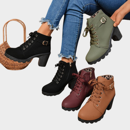 Women's Lace Up Chunky Heel Ankle Boots