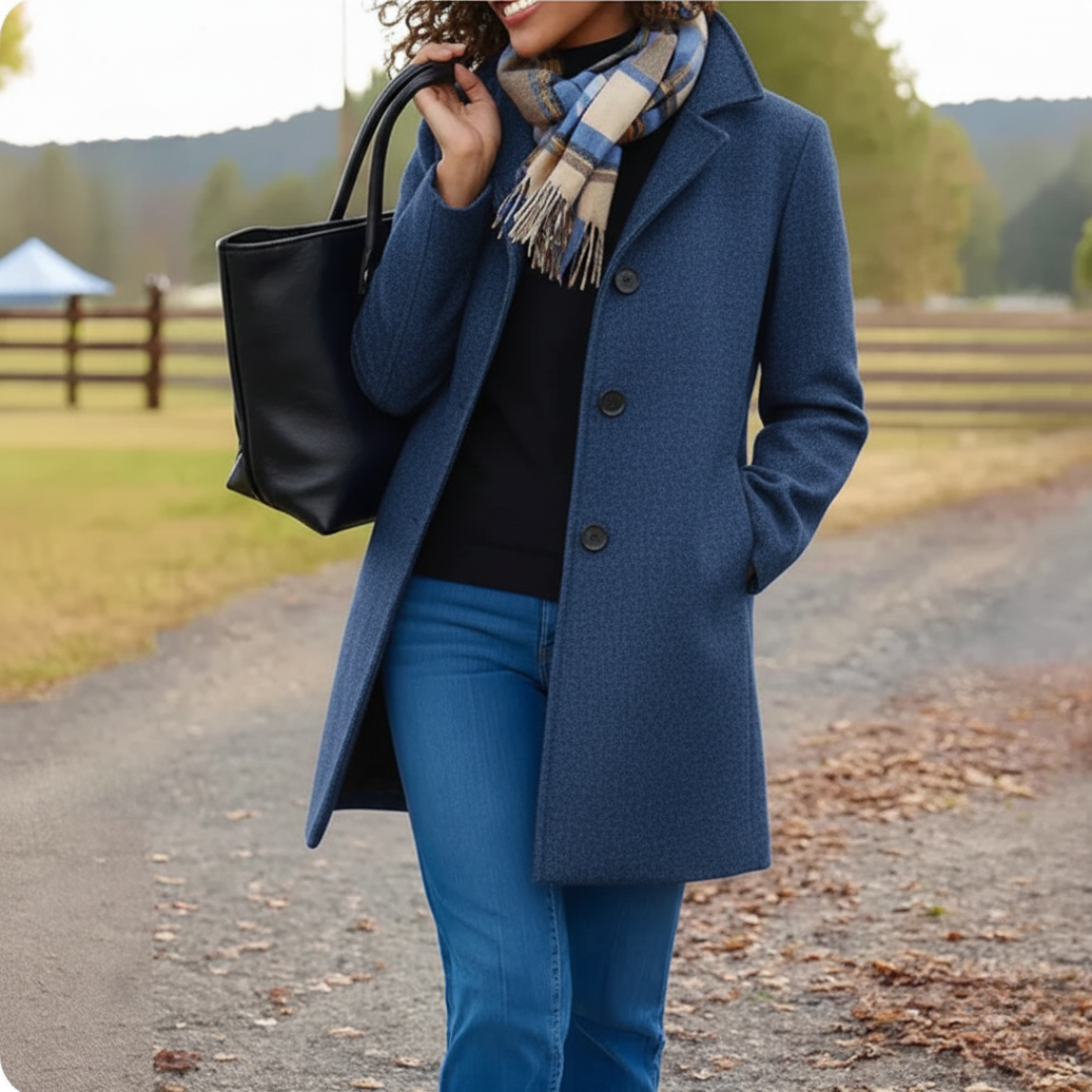 Women's Single Breasted High Collar Wool Coat