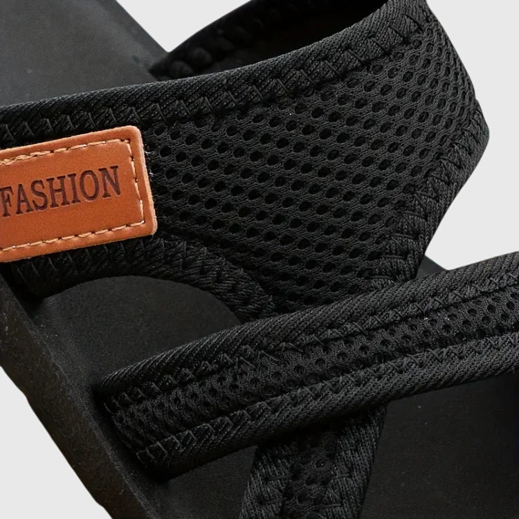 Effortless Mesh Toe Ring Sandal for Women with Crisscross Strap Adjustable Platform Casual Style