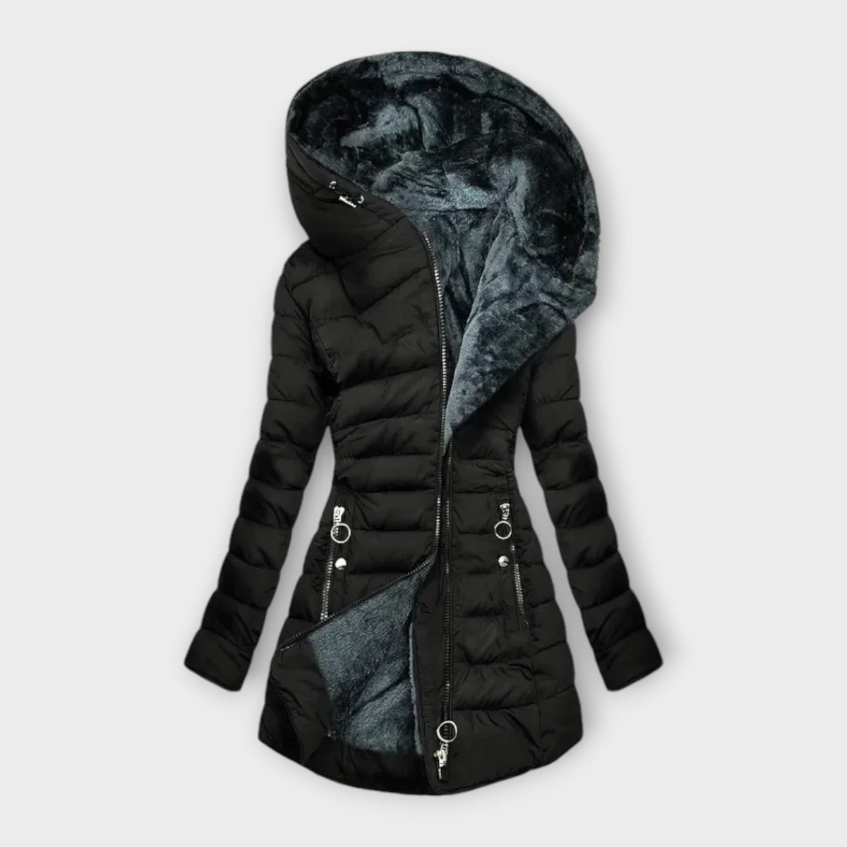 Women's Faux Fur Lined Hooded Quilted Coat