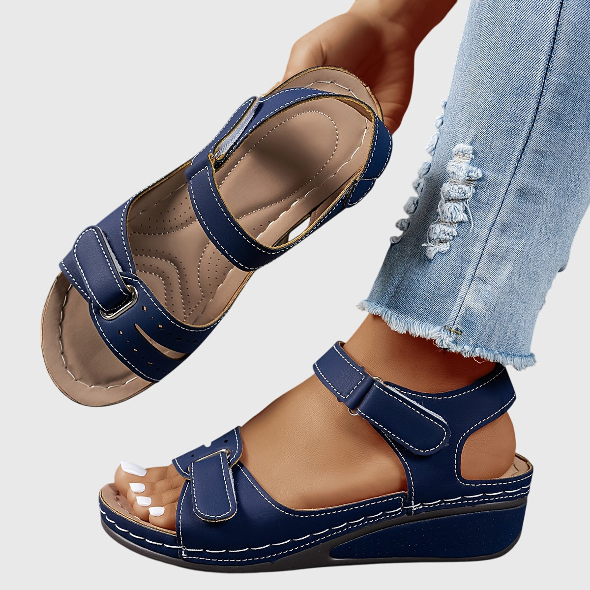 Comfortable Wedge Sandal for Women with Ankle Strap Open Toe Cushioned Relaxed Style