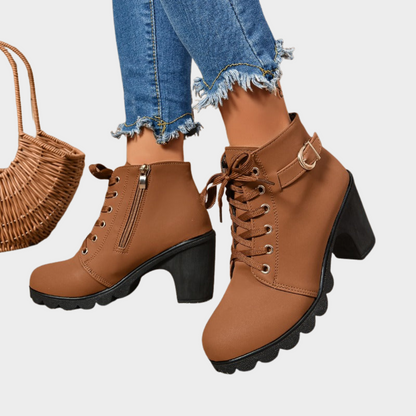 Women's Lace Up Chunky Heel Ankle Boots