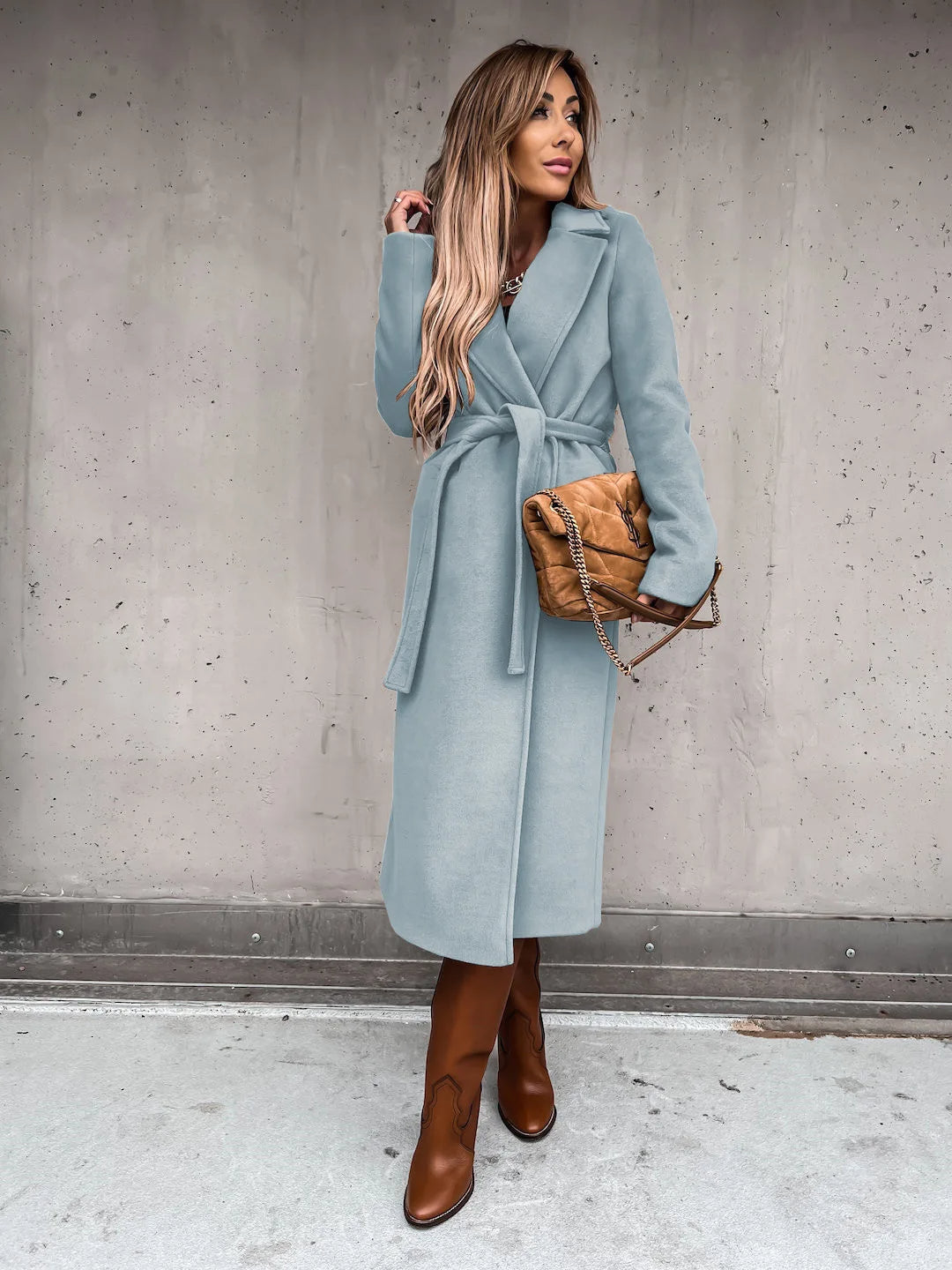 Women's Belted Wrap Wool Coat