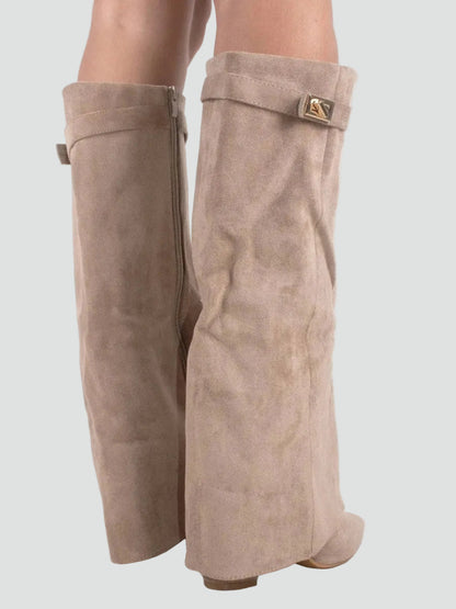 Women's Fold Over Wide Shaft Knee High Boots