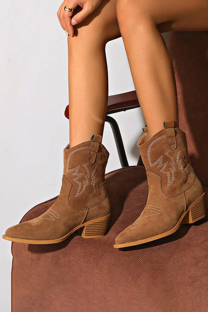 Women's Embroidered Suede Cowboy Boots