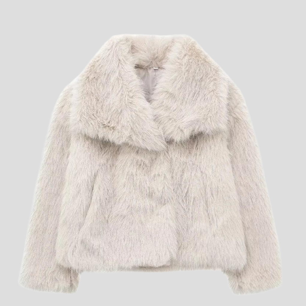 Women's Wide Collar Faux Fur Coat