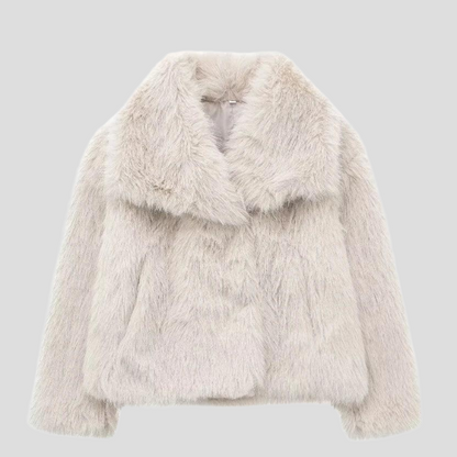 Women's Wide Collar Faux Fur Coat