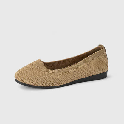 Comfortable Knit Ballet Flat for Women with Round Toe Slip On Low Wedge Casual Style