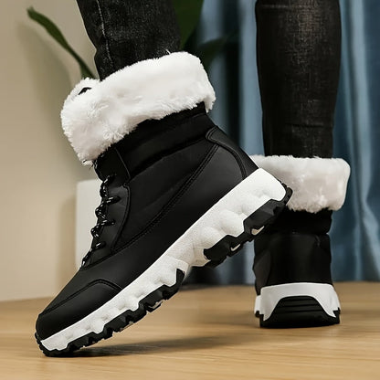Cozy Lace Up Snow Boots for Women with Plush Cuff Rugged Sole Winter Snowproof Style