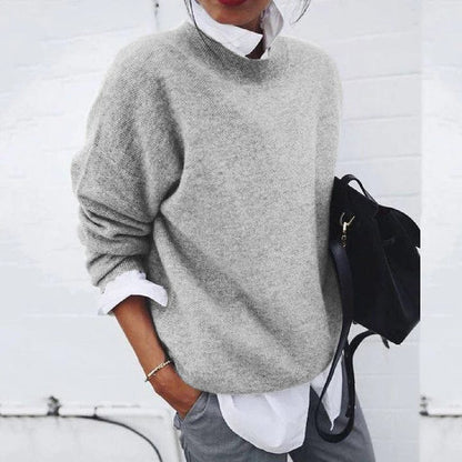 Comfortable Knit Sweater for Women with Mock Neck Long Sleeve Oversized Relaxed Style