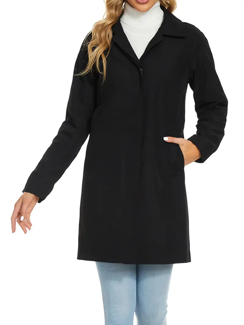 Women's Single Breasted Collared Trench Coat