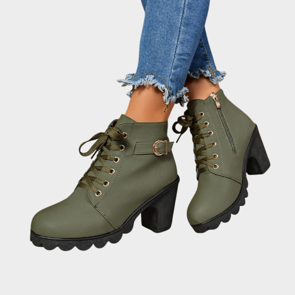 Women's Lace Up Chunky Heel Ankle Boots