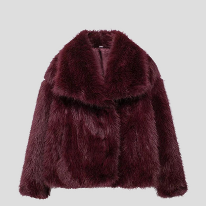 Women's Wide Collar Faux Fur Coat