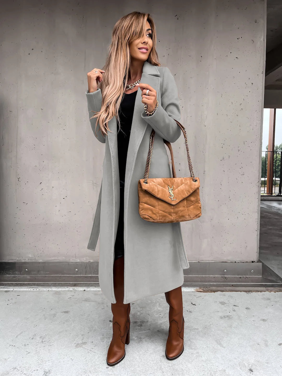 Women's Belted Wrap Wool Coat