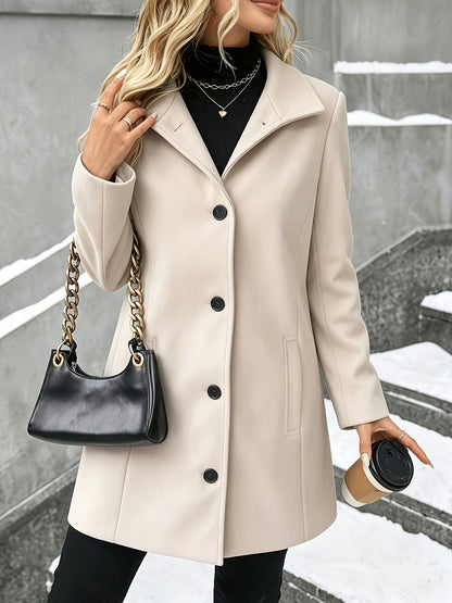 Women's Plaid Stand Collar Wool Coat