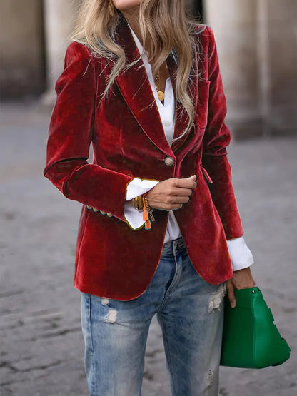Women's Velvet Peak Lapel Blazer