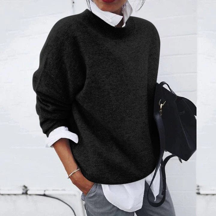 Comfortable Knit Sweater for Women with Mock Neck Long Sleeve Oversized Relaxed Style