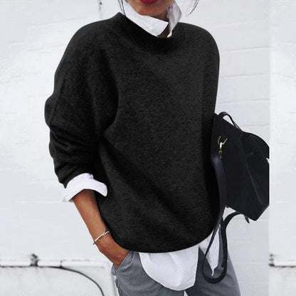 Comfortable Knit Sweater for Women with Mock Neck Long Sleeve Oversized Relaxed Style