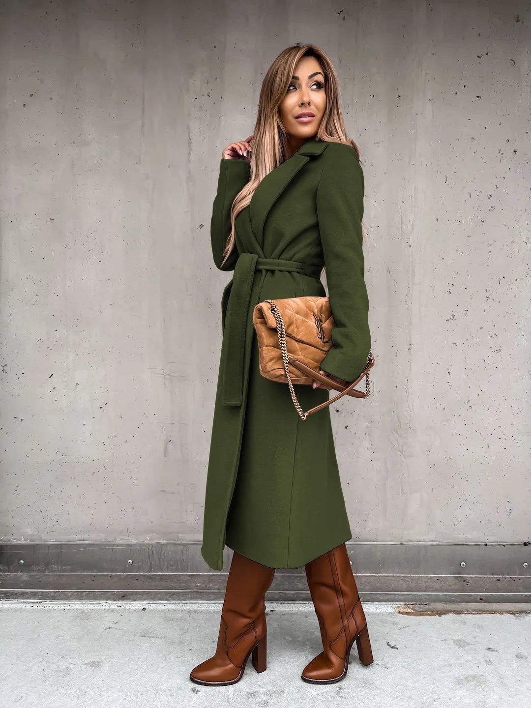 Women's Belted Wrap Wool Coat