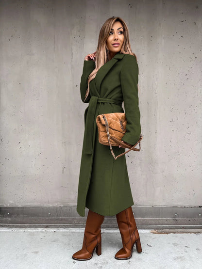 Women's Belted Wrap Wool Coat