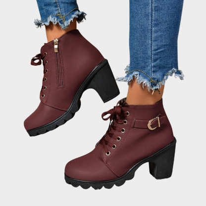 Women's Lace Up Chunky Heel Ankle Boots