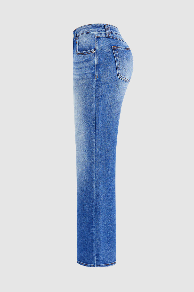 Effortless Wide Leg Jeans for Women with Low Rise Faded Wash Relaxed Casual Style