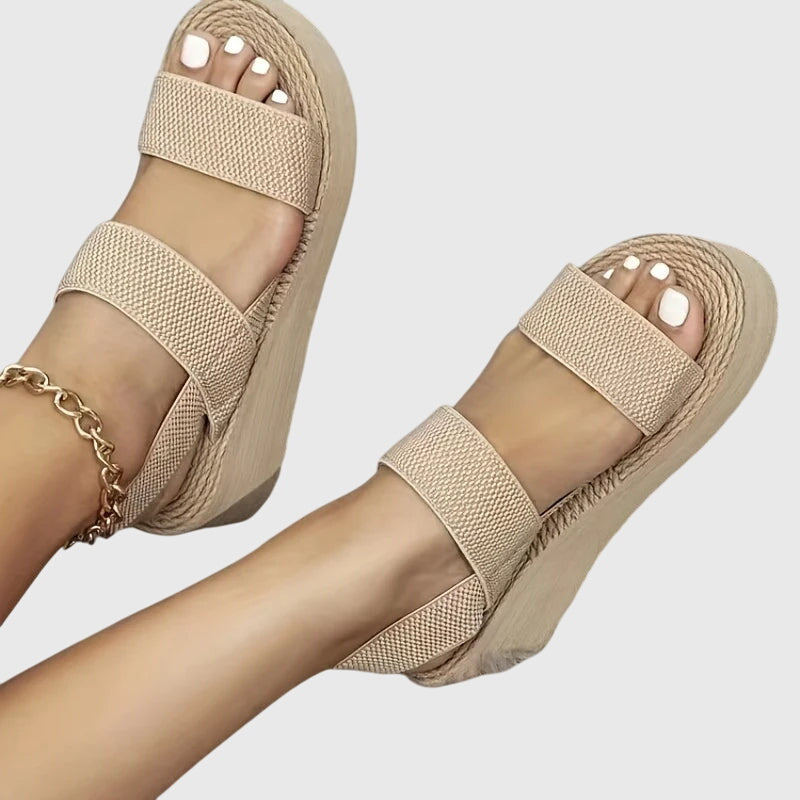 Stylish Platform Wedge Sandal for Women with Crisscross Strap Espadrille Peep Toe Casual Style
