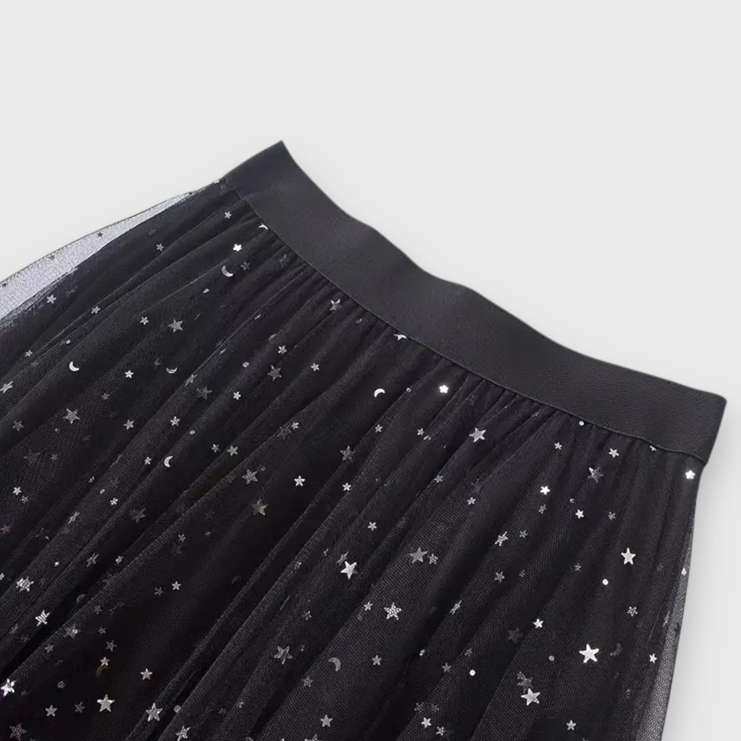 Elegant Star Sequin Tulle Skirt for Women with High Waist Asymmetrical Handkerchief Hem Flowing Style