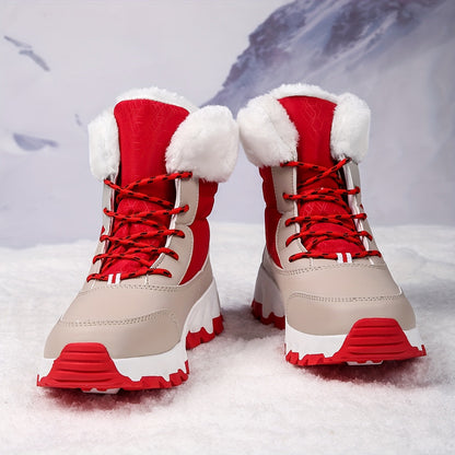 Cozy Lace Up Snow Boots for Women with Plush Cuff Rugged Sole Winter Snowproof Style