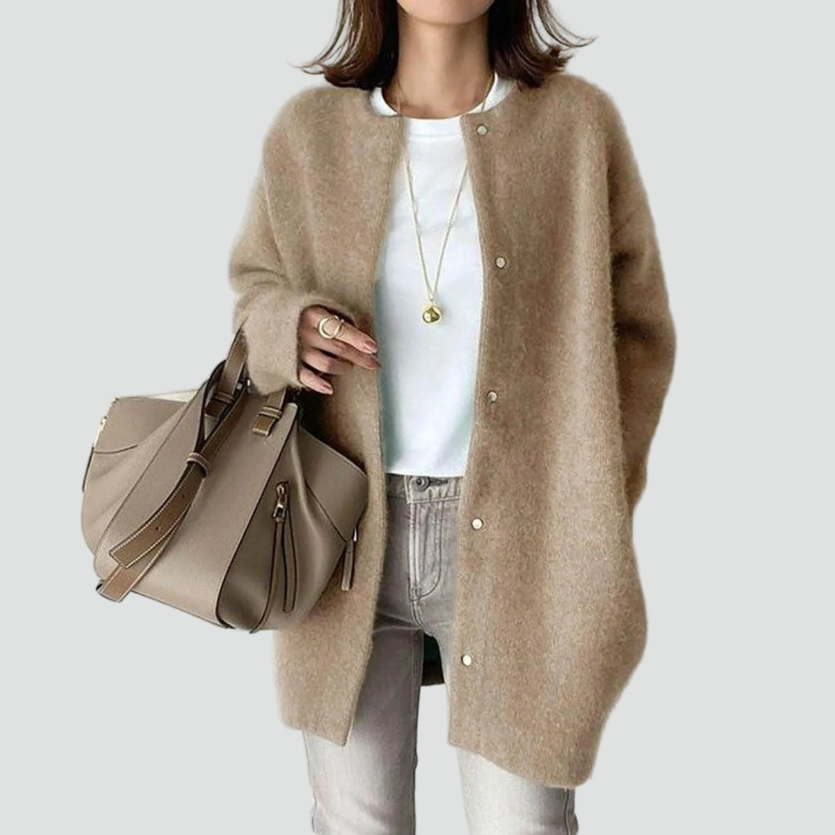 Women's Button Front Round Neck Cardigan