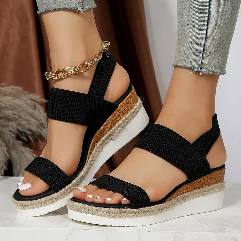 Effortless Espadrille Wedge Sandal for Women with Crisscross Strap Platform Boho Style