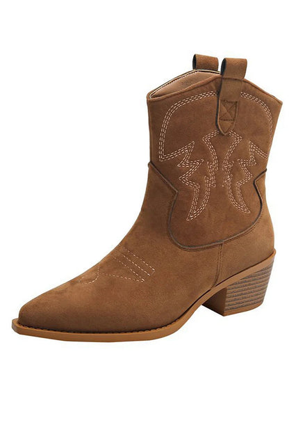 Women's Embroidered Suede Cowboy Boots