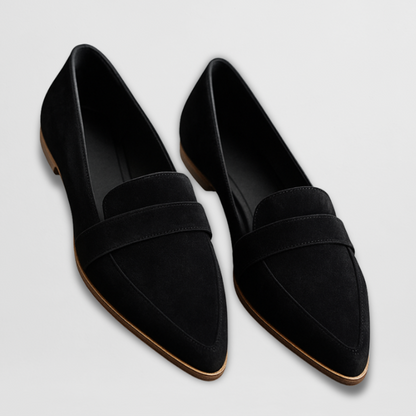 Effortless Suede Pointed Toe Loafer for Women with Penny Strap Slip On Flat Casual Style
