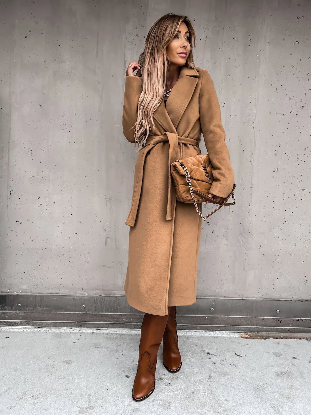 Women's Belted Wrap Wool Coat