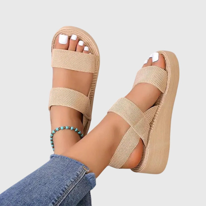 Stylish Platform Wedge Sandal for Women with Crisscross Strap Espadrille Peep Toe Casual Style
