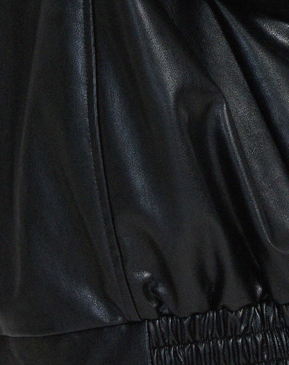 Women's Oversized Faux Leather Bomber Jacket