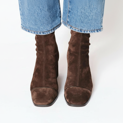 Women's Suede Square Toe Ankle Boots