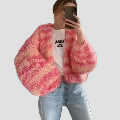 Women's Oversized Fluffy Patterned Cardigan