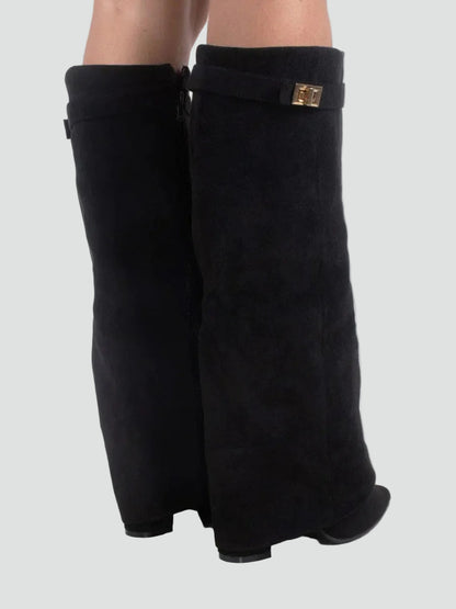 Women's Fold Over Wide Shaft Knee High Boots