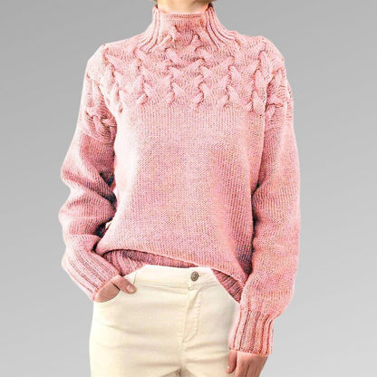 Comfortable Cable Knit Sweater for Women with Mock Neck Long Sleeve Chunky Oversized Style