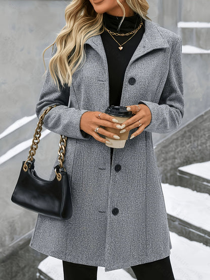 Women's Plaid Stand Collar Wool Coat