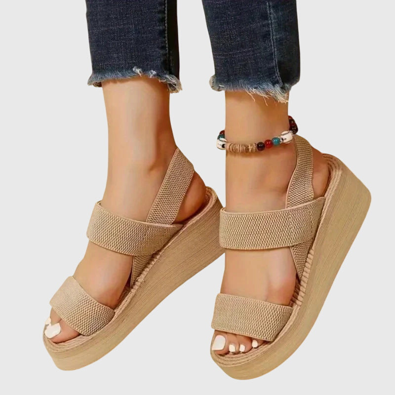 Stylish Platform Wedge Sandal for Women with Crisscross Strap Espadrille Peep Toe Casual Style