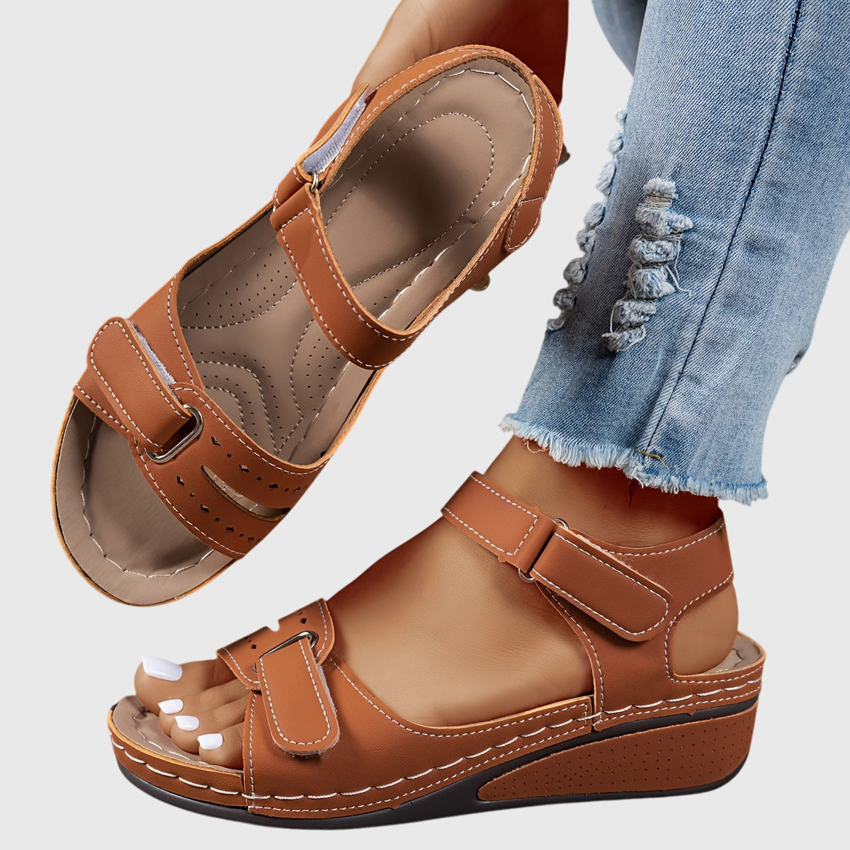 Comfortable Wedge Sandal for Women with Ankle Strap Open Toe Cushioned Relaxed Style