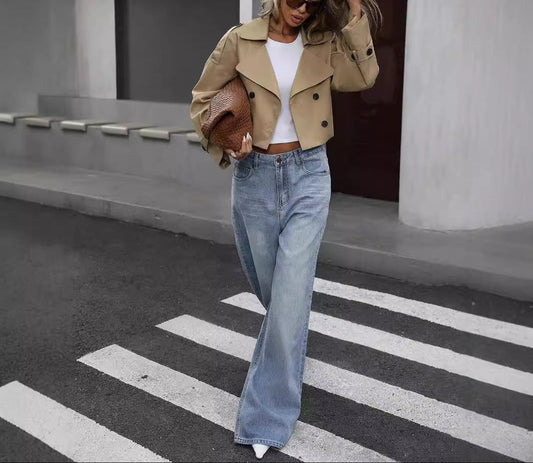 Women's Khaki Storm Flap Trench Coat
