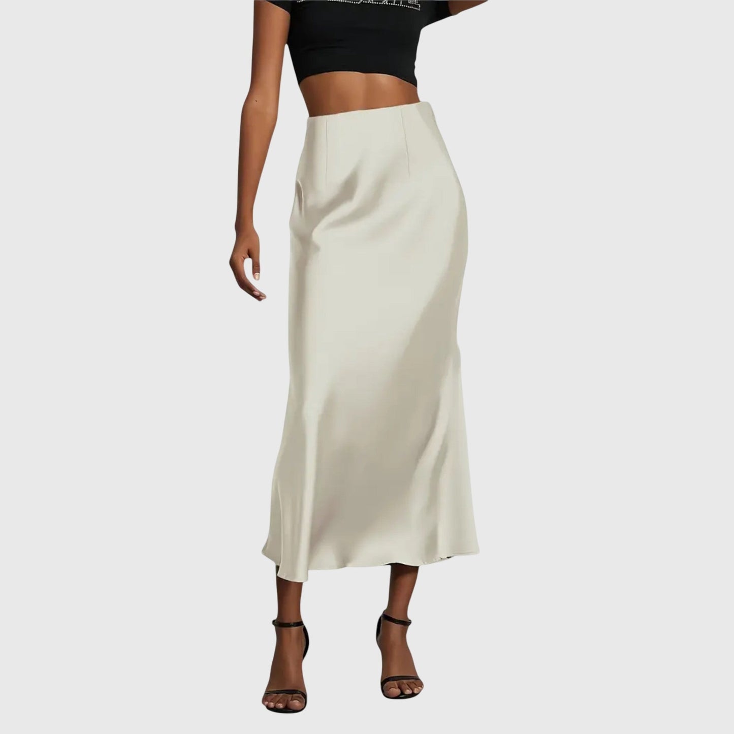 Effortless Satin Maxi Skirt for Women with High Waist Bias Cut Flowing Silky Style