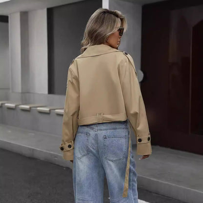 Women's Khaki Storm Flap Trench Coat